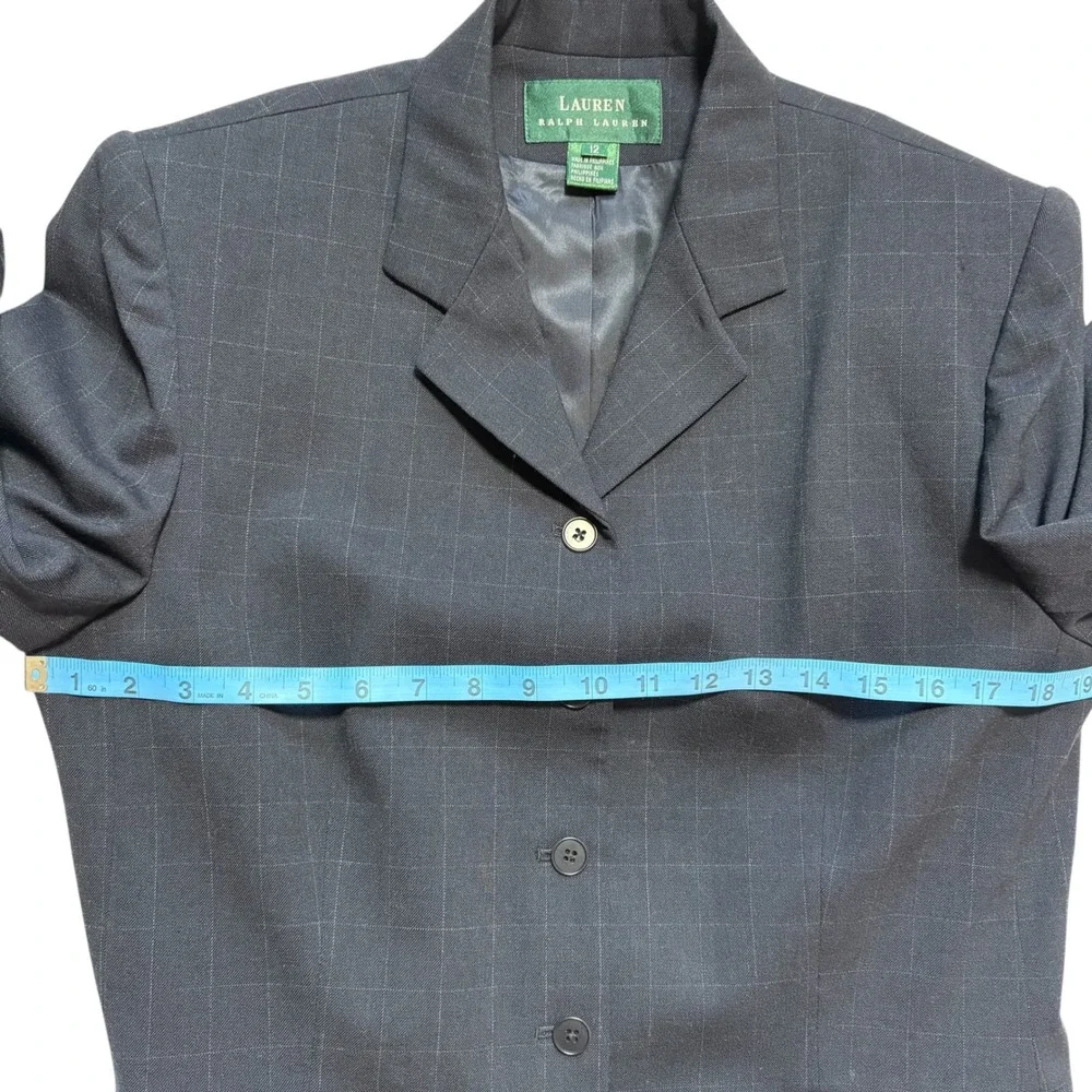 Lauren‎ Ralph Lauren Women's Windowpane Worsted Wool Blazer Skirt Suit Size 12